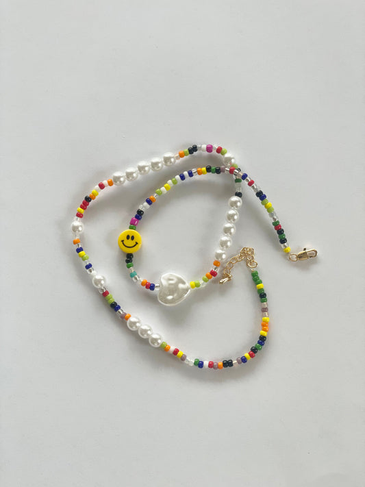 Pearl Beaded Necklace (Love & Smile)